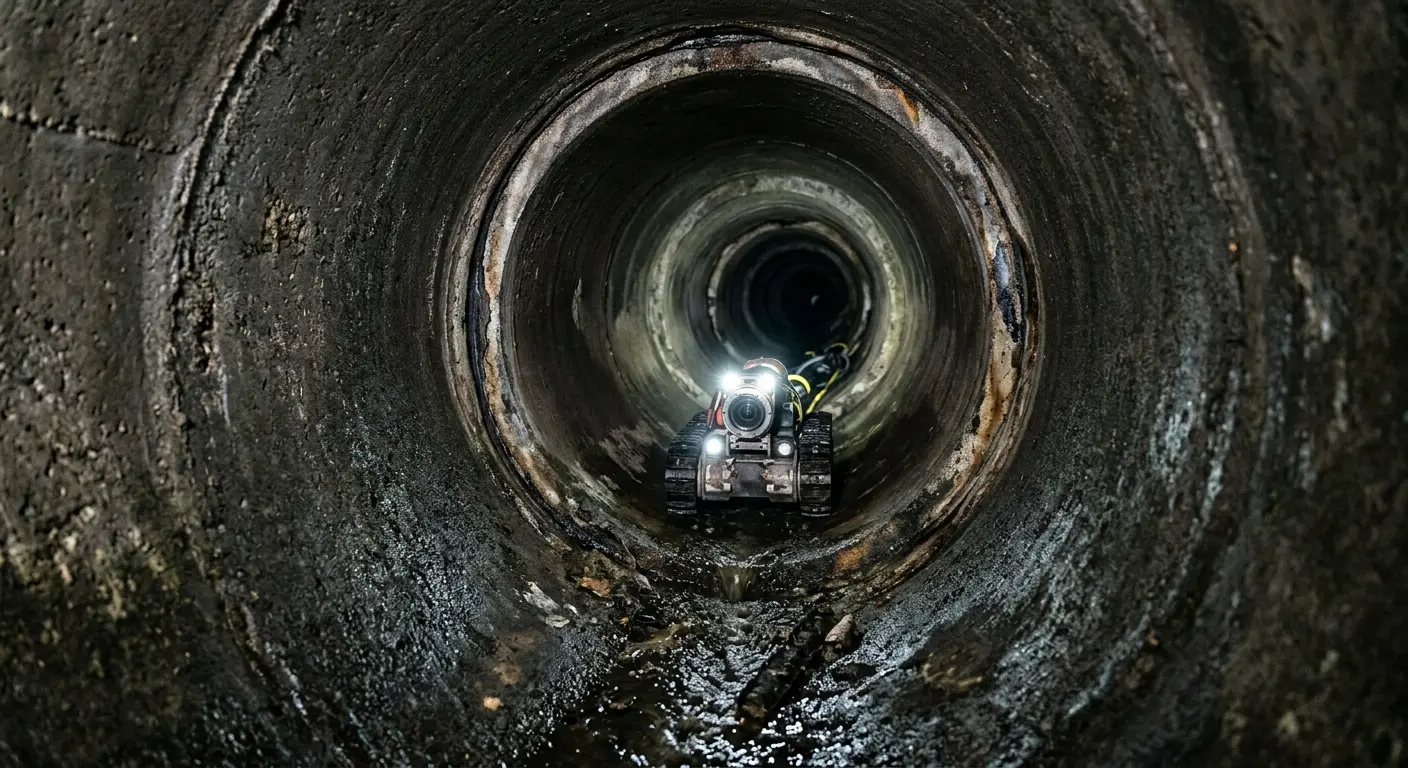 Robotic sewer camera inspecting pipe interior for Drain Snake Service in Vincent